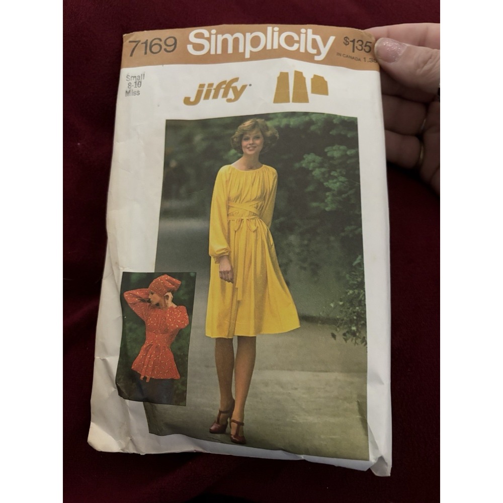 Simplicity Jiffy Pattern #7169 Dress or Top & Scarf Size Small 8 10